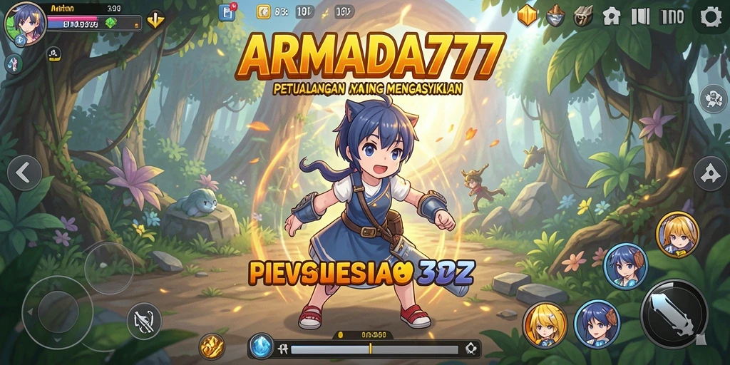 Tampilan gameplay menarik dari ARMADA777 dengan karakter anime ikonik.