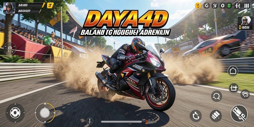Gameplay seru dengan balapan motor di trek yang indah.