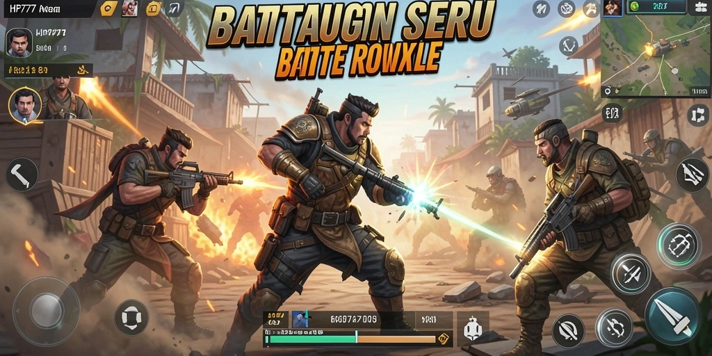 Gambaran aksi seru dalam gameplay Battle Royale HP777.
