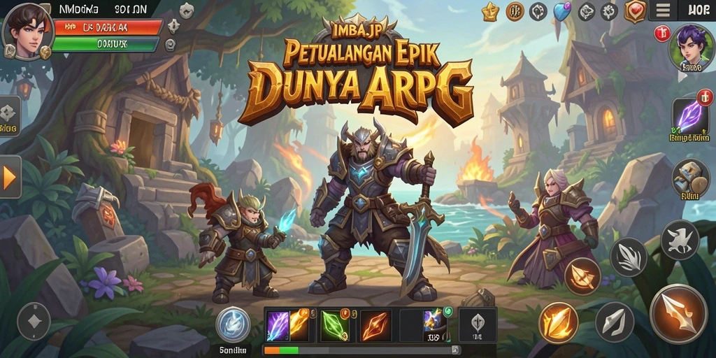Tangkapan layar gameplay IMBAJP menampilkan pertarungan epik dan karakter luar biasa.