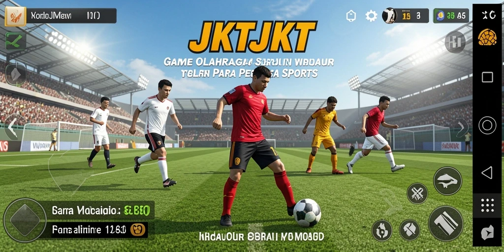 Screenshot menunjukkan gameplay seru di JKTJKT dengan aksi olahraga yang mendebarkan.