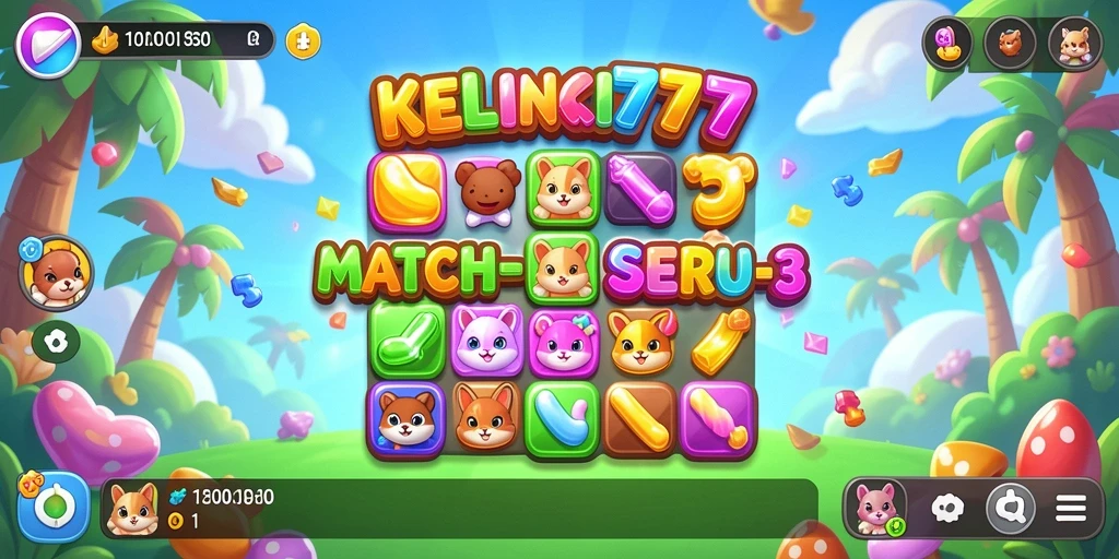 Tampilan gameplay KELINCI777 dengan level Match-3 yang menantang.