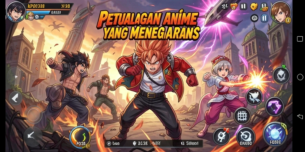Screenshot utama gameplay LPO138 menampilkan karakter anime yang beraksi.