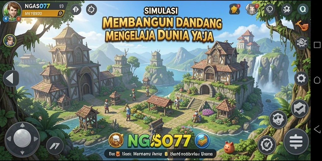Screenshot gameplay NGASO77 dengan tampilan kota yang dibangun oleh pemain.