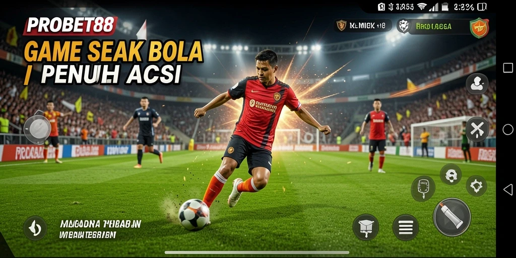 Screenshot gameplay PROBET88 yang menampilkan aksi seru sepak bola.