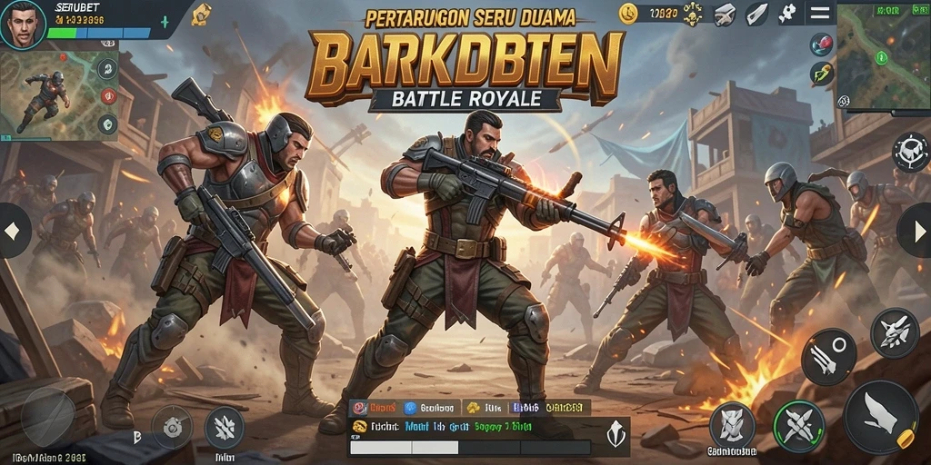 Tangkapan layar gameplay SERUBET menampilkan aksi mendebarkan dalam pertempuran Battle Royale.