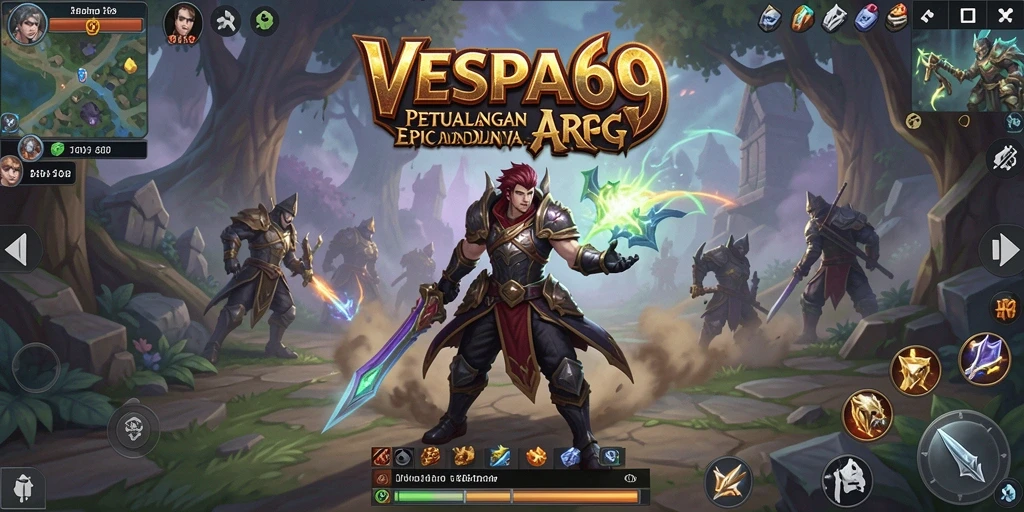 Tampilan gameplay VESPA69 yang menampilkan aksi seru dan dunia fantastis.